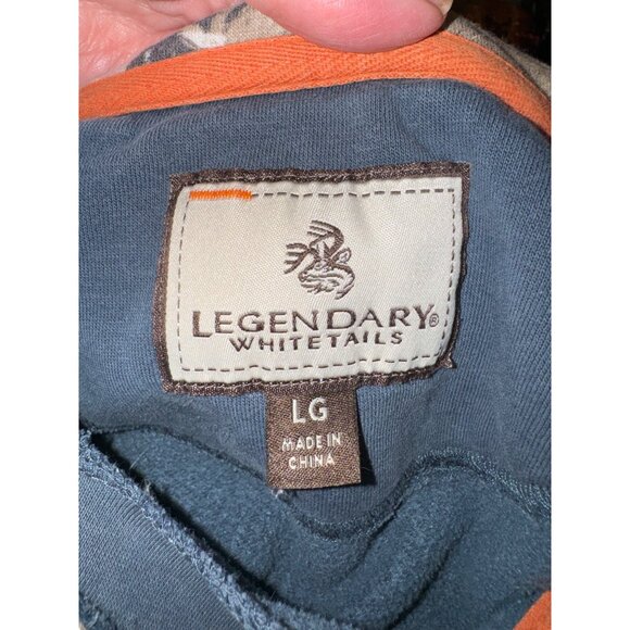 Legendary Whitetails Mens Hoodie Large Camouflage Lining Kangaroo Pocket Blue - Picture 4 of 15